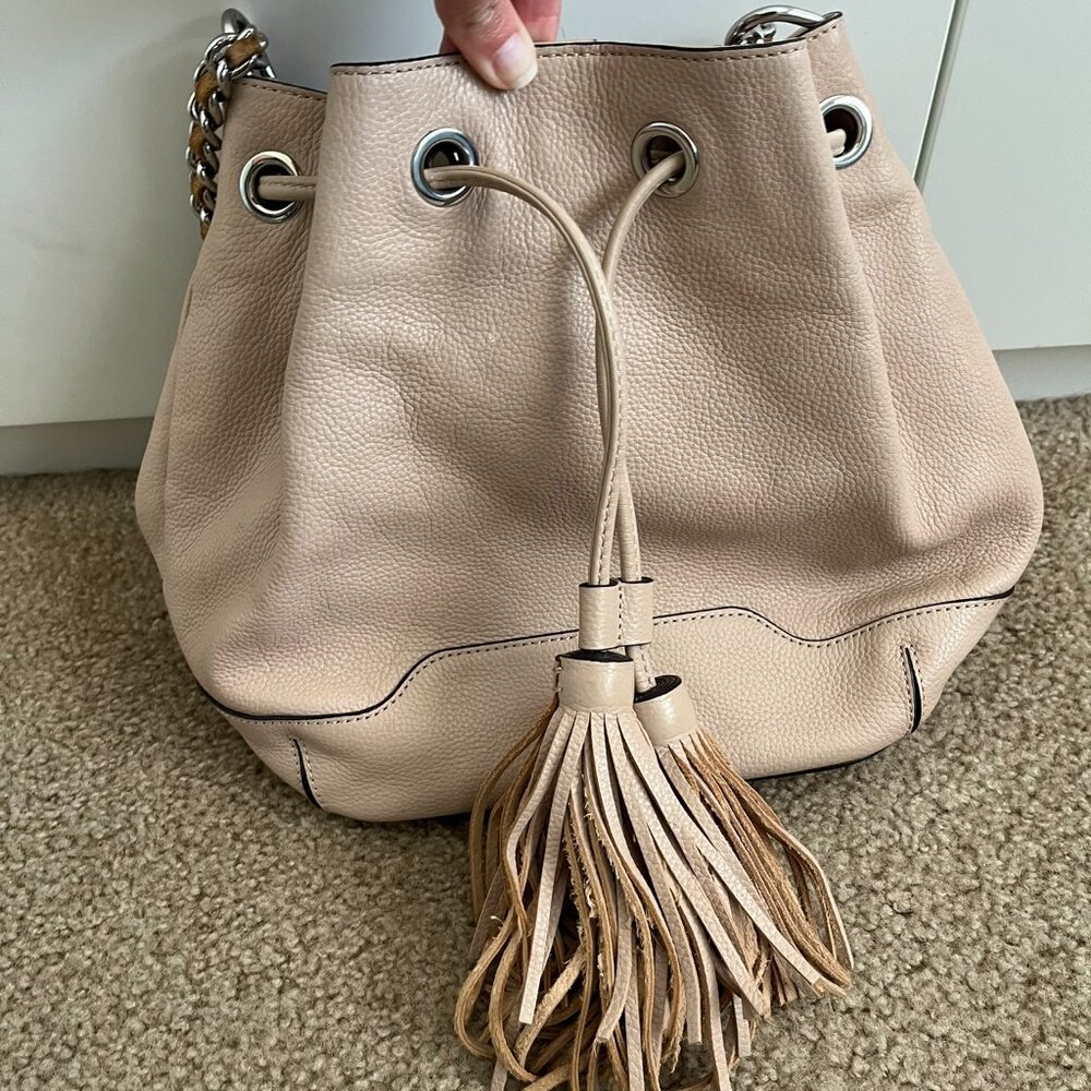 Rebecca Minkoff Cream Leather Purse Tassels Grommets